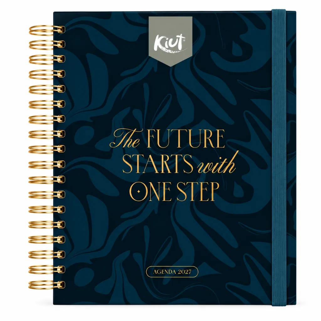 Agenda premium azul marino con detalles dorados.webp