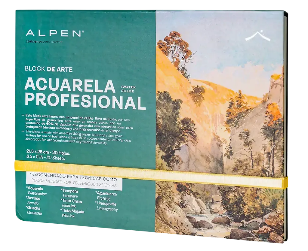 BLOCK ARTE ACUARELA PROFESIONAL 300GR 21.5X28CM 20HJS ALPEN