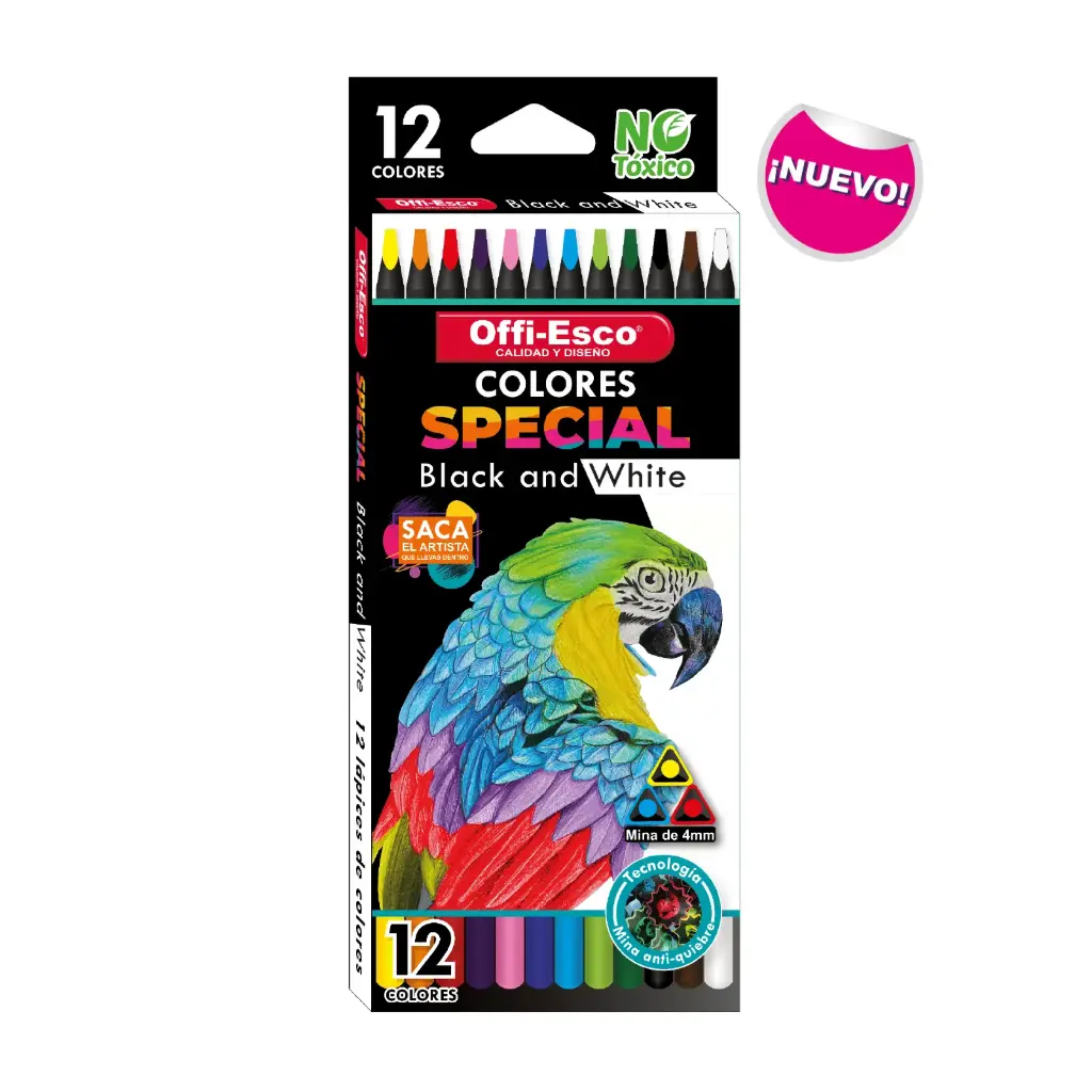 COLOR BLACK AND WHITE OE-131 TRIANG X 12 4MM OFFIESCO