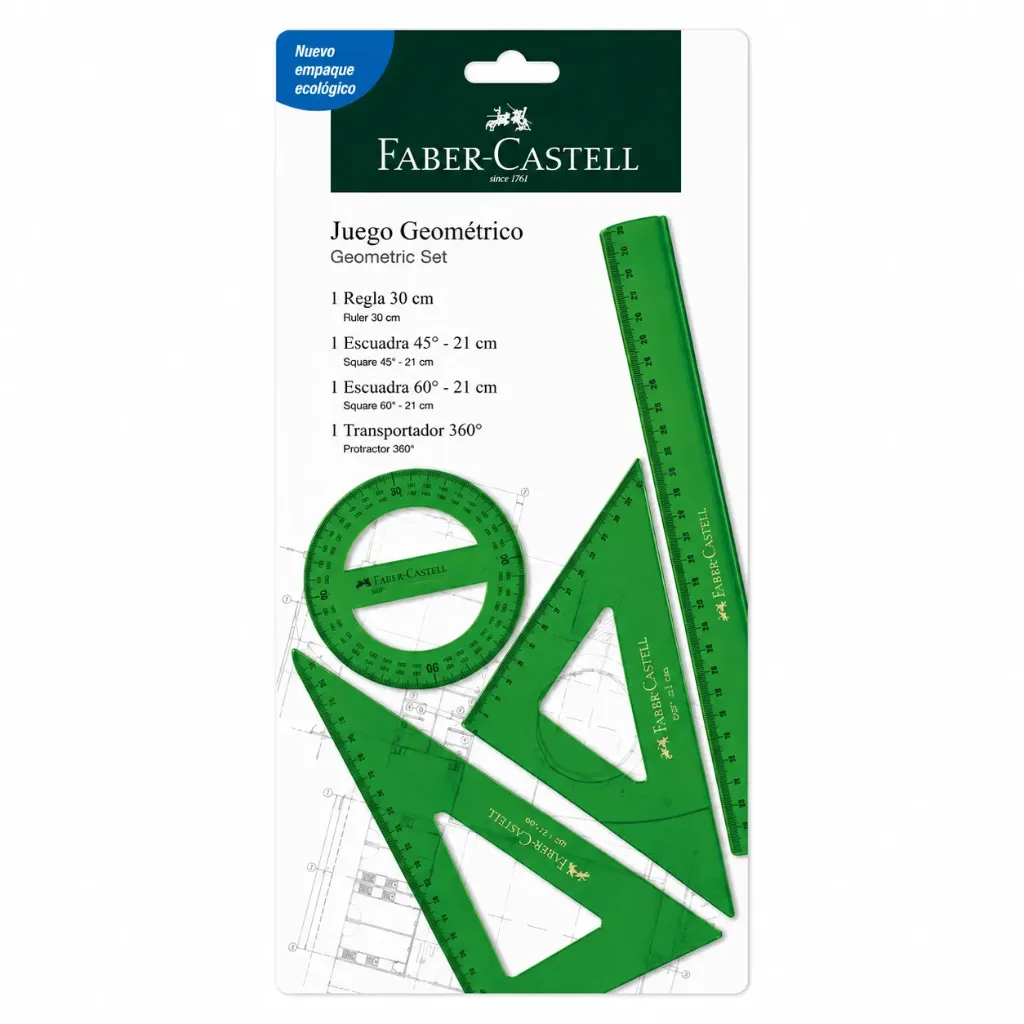 [000967] JUEGO GEOMETRICO 30CM VERDE FABER CASTELL