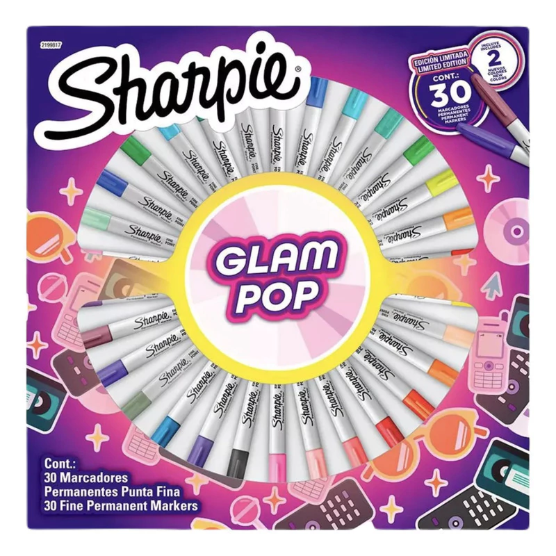[001438] RULETA SHARPIE FINE GLAM POP X 30 UND