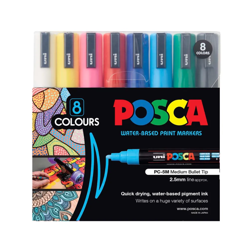 [030271] MARCADOR POSCA 1.8 - 2.5MM SET X 8 COLORES BASICOS