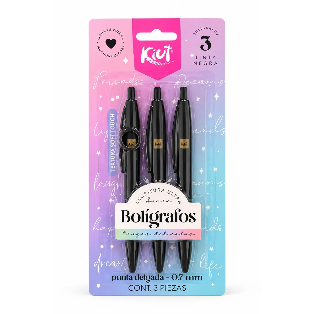 BOLIGRAFO SET X 3 NEGRO BLISTER KIUT
