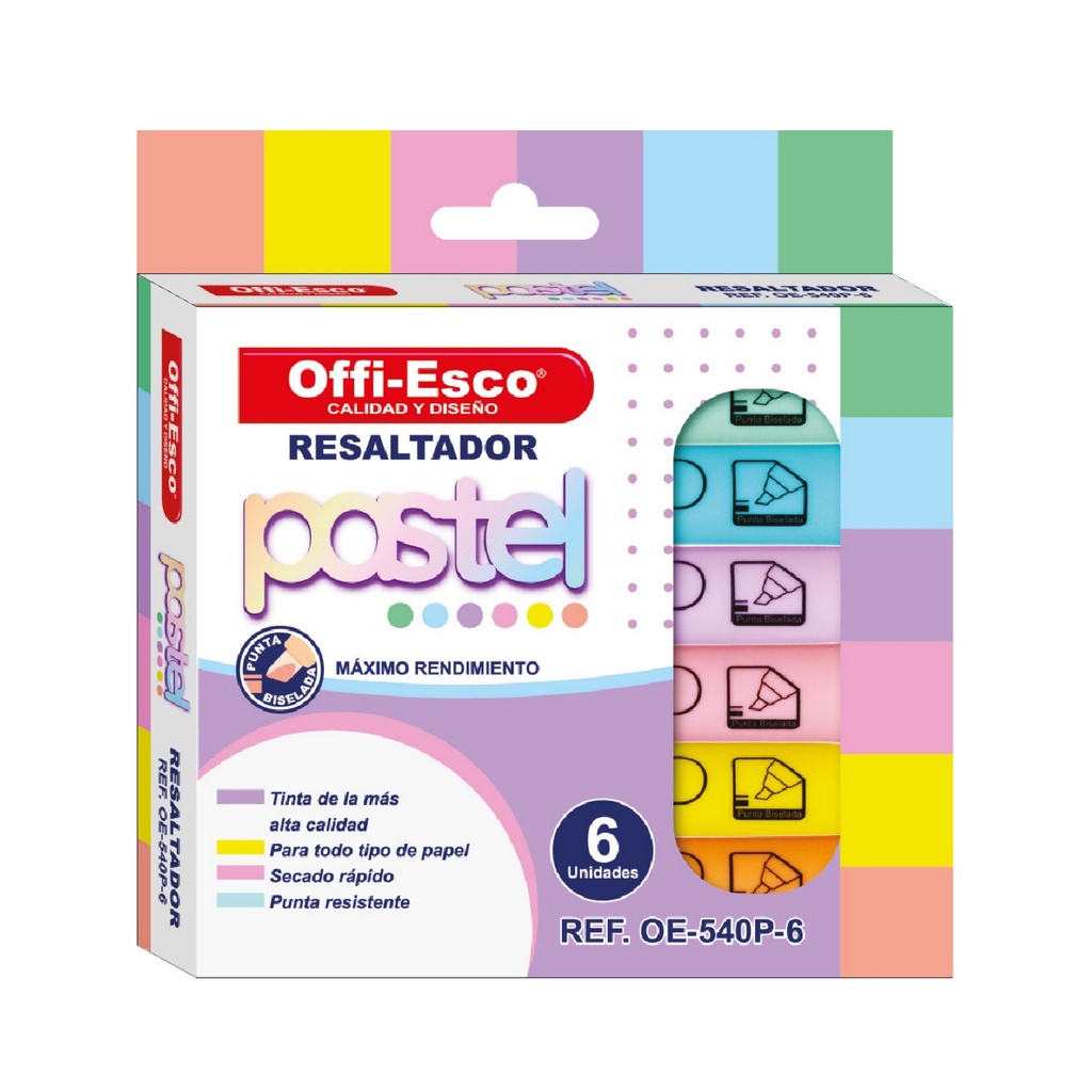 [021255] RESALTADOR EST X 6 UND OE-540P PASTEL OFFIESCO