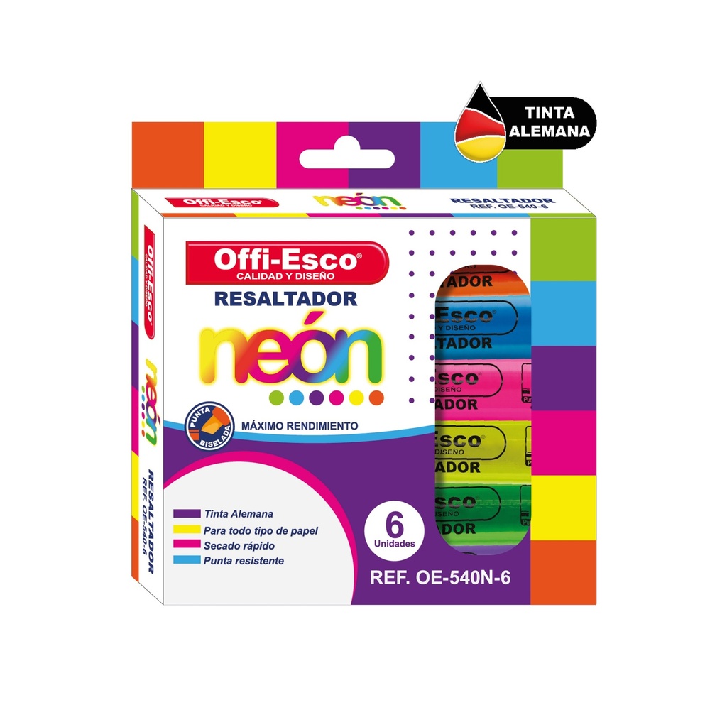 [021931] RESALTADOR EST X 6 UND OE-540N-6 NEON OFFIESCO