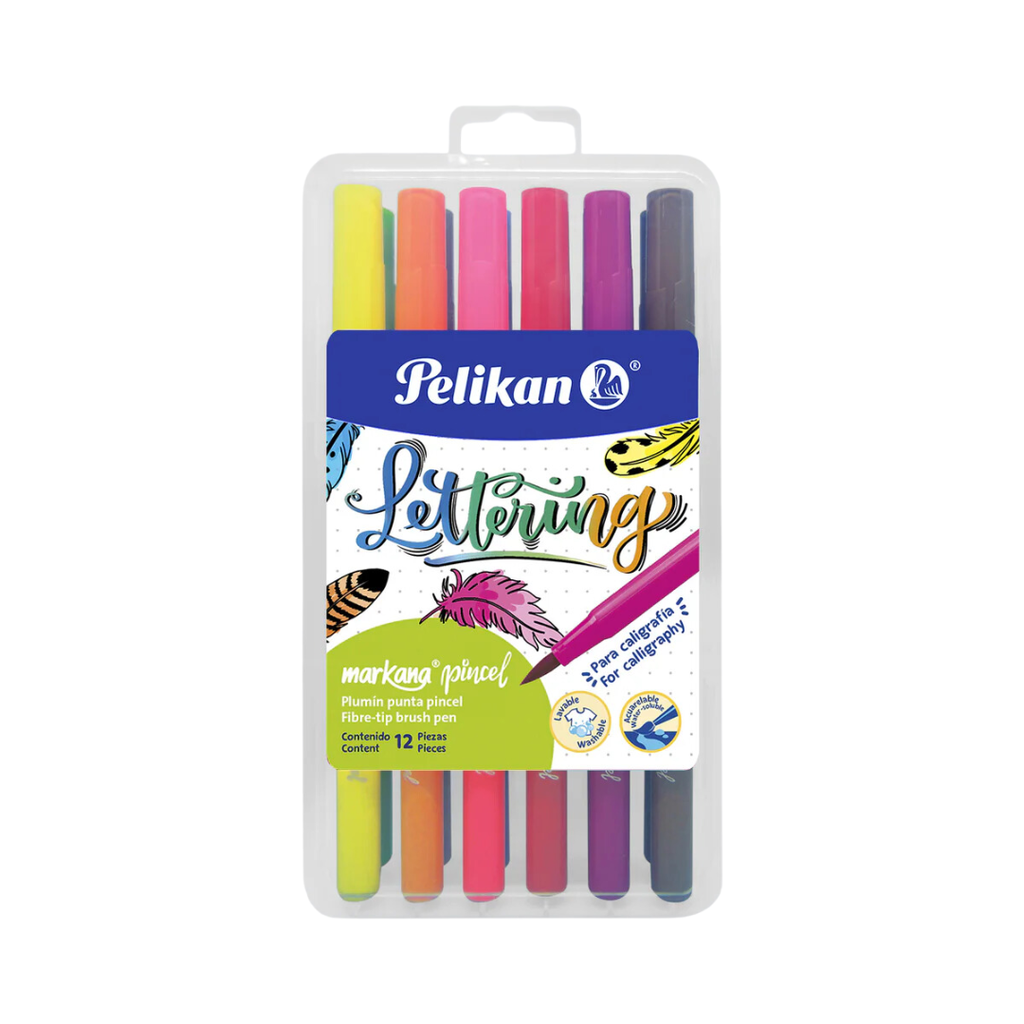 PLUMONES LETTERING MARKANA TWIST PUNTA PINCEL X 12 PELIKAN