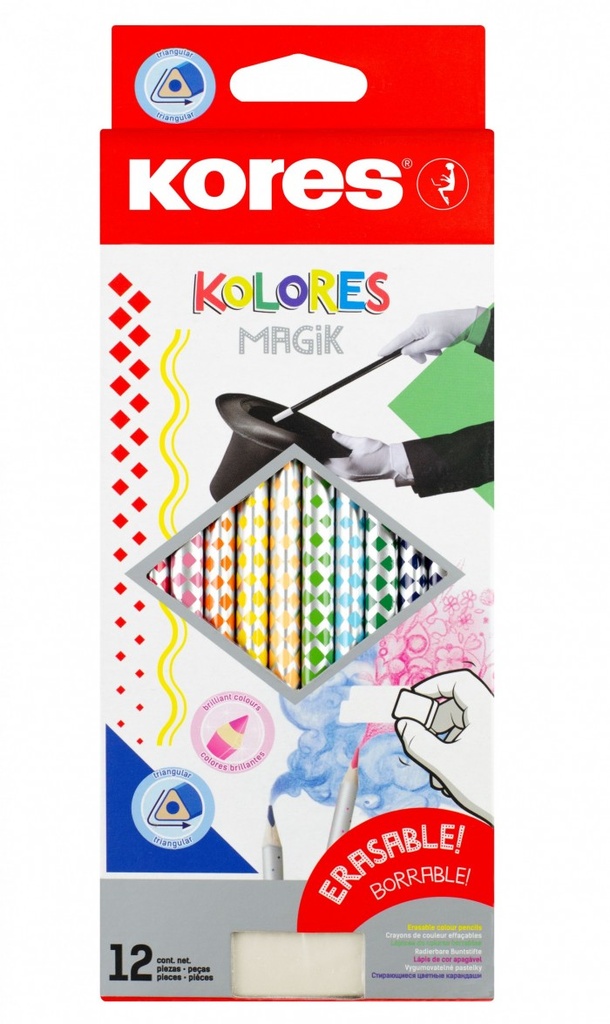 COLORES TRIANGULARES X 12 UND MAGI BORRABLE KORES