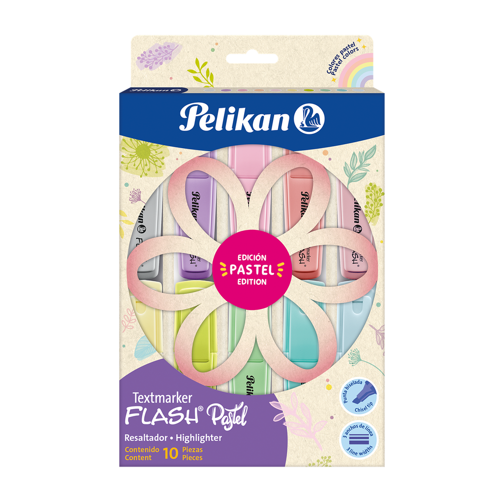 [017941] RESALTADOR FLASH PASTEL PETALOS X 10 UND 