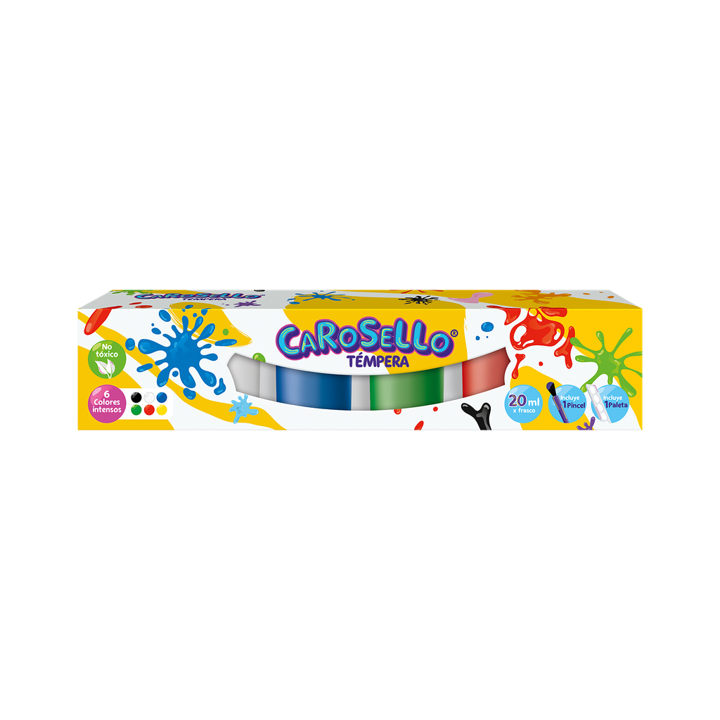 [010070] TEMPERA CJ X 6 COL SURTIDOS CAROSELLO 20ML 