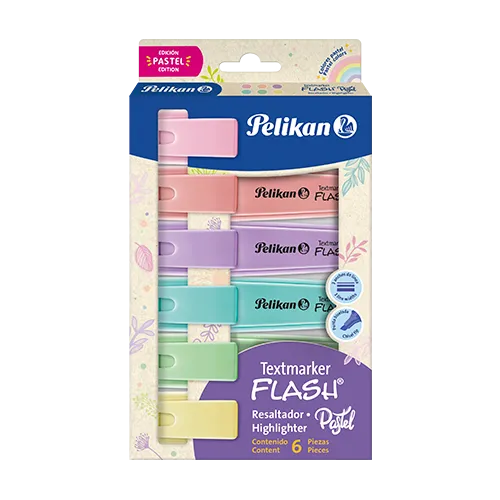 RESALTADOR FLASH PASTEL X 6 UND 