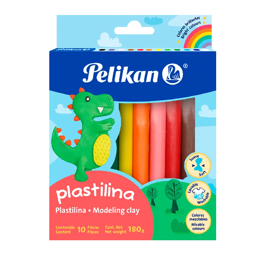 PLASTILINA CJ X 10 COLORES SURTIDOS PELIKAN