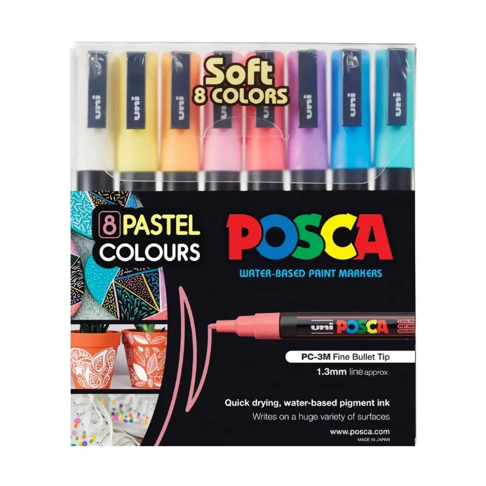 MARCADOR POSCA 0.9-1.3 SET X 8 TONOS PASTEL