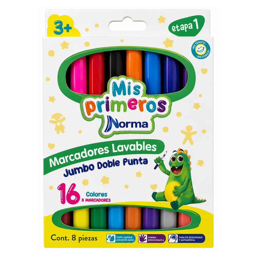 MARCADORES JUMBO DOBLE PUNTA X 8 UND NORMA