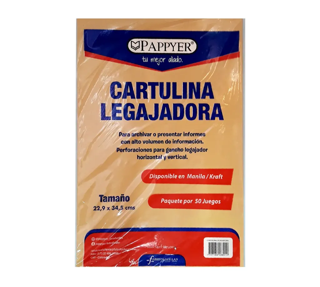 CARTULINA LEGAJADORA MANILA 22,9 X 34,5 CM PAR 