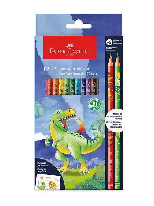 COLORES DINOSAURIO 12+2  FABER CASTELL 