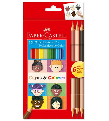 COLOR TRIANGULAR CARAS & COLORES X 12+3 FABER CASTELL