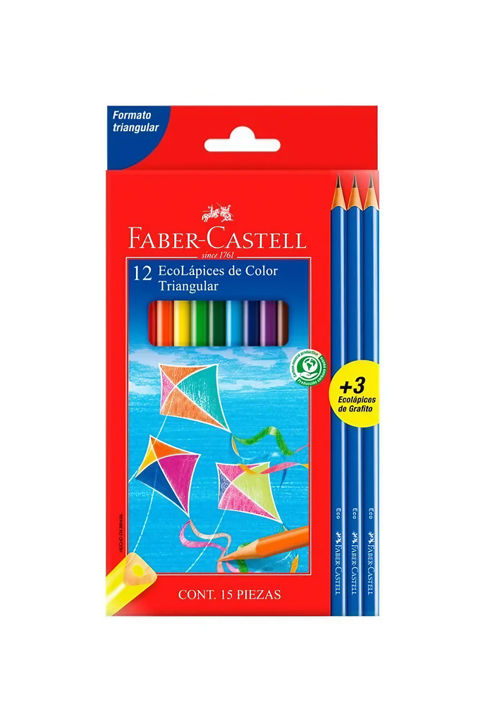 COLOR TRIANGULAR X 12 + 3 ECOLAPIZ 3GR FABER CASTELL
