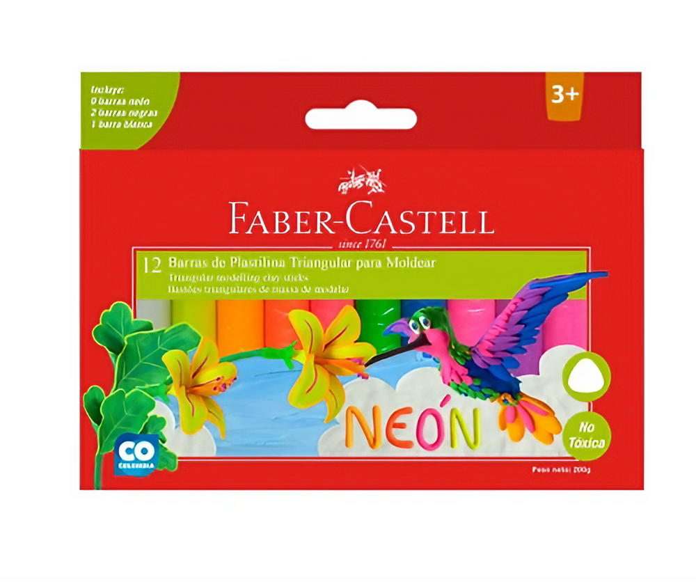 [022640] PLASTILINA TRIANGULAR NEON X12 
