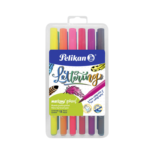 [017696] PLUMONES LETTERING MARKANA TWIST PUNTA PINCEL X 12 PELIKAN