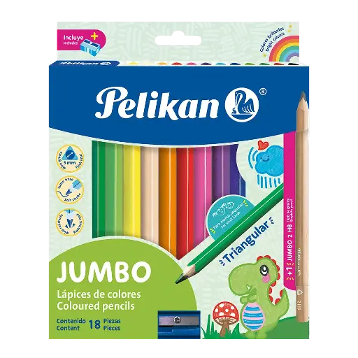 [010076] COLOR TRIANGULAR JUMBO X 12 UND + SACAPUNTAS 