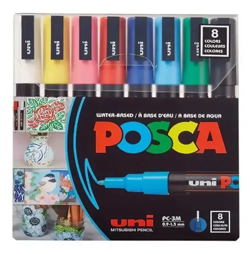[026198] MARCADOR PINTURA POSCA BASE AGUA 0.9-1.3 SET X 8
